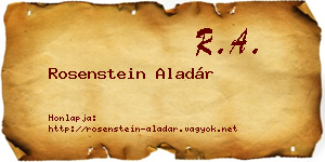 Rosenstein Aladár névjegykártya